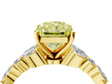 Yellow gold Fancy Yellow Radiant Cut Diamond Solitaire Ring with Side Stones and Four-Prong Setting_92