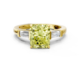Yellow gold Fancy Yellow Radiant  Cut Diamond Solitaire Ring with Tapered Baguette Accents and Four-Prong Setting_25
