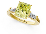 Yellow gold Fancy Yellow Radiant  Cut Diamond Solitaire Ring with Tapered Baguette Accents and Four-Prong Setting_26