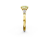 Yellow gold Fancy Yellow Radiant  Cut Diamond Solitaire Ring with Tapered Baguette Accents and Four-Prong Setting_27