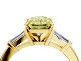 Yellow gold Fancy Yellow Radiant  Cut Diamond Solitaire Ring with Tapered Baguette Accents and Four-Prong Setting_29