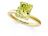Yellow gold Fancy Yellow Radiant Cut Diamond Solitaire Ring with Thin Band and Prong Setting_13