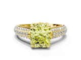 Yellow gold Fancy Yellow Radiant Cut Diamond Solitaire Ring with Three-Row Pavé Band and Four-Prong Setting_36