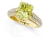 Yellow gold Fancy Yellow Radiant Cut Diamond Solitaire Ring with Three-Row Pavé Band and Four-Prong Setting_37
