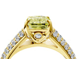 Yellow gold Fancy Yellow Radiant Cut Diamond Solitaire Ring with Three-Row Pavé Band and Four-Prong Setting_40