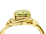 Yellow gold Fancy Yellow Radiant Cut Diamond Solitaire Ring with Twist Band and Four-Prong Setting_148