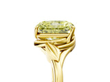 Yellow gold Fancy Yellow Radiant Cut Diamond Solitaire Ring with Twist Band and Four-Prong Setting_149