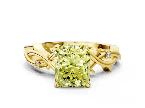 Yellow gold Fancy Yellow Radiant Cut Diamond Solitaire Ring with Twisted Band and Prong Setting_199