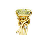 Yellow gold Fancy Yellow Radiant Cut Diamond Solitaire Ring with Twisted Band and Prong Setting_204