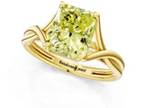 Yellow gold Fancy Yellow Radiant Cut Diamond Solitaire Twist Band Prong Setting Ring_56