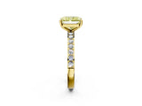 Yellow gold Fancy Yellow Radiant  Cut Diamond Solitaire with Pave Band and Four-Prong Setting 2
