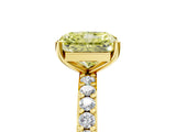 Yellow gold Fancy Yellow Radiant  Cut Diamond Solitaire with Pave Band and Four-Prong Setting 5