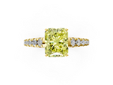 Yellow gold Fancy Yellow Radiant  Cut Diamond Solitaire with Pave Band and Four-Prong Setting_109