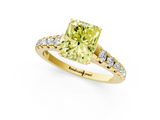 Yellow gold Fancy Yellow Radiant  Cut Diamond Solitaire with Pave Band and Four-Prong Setting_110