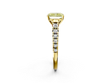 Yellow gold Fancy Yellow Radiant  Cut Diamond Solitaire with Pave Band and Four-Prong Setting_111