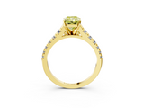 Yellow gold Fancy Yellow Radiant  Cut Diamond Solitaire with Pave Band and Four-Prong Setting_112