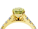 Yellow gold Fancy Yellow Radiant  Cut Diamond Solitaire with Pave Band and Four-Prong Setting_113