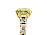 Yellow gold Fancy Yellow Radiant  Cut Diamond Solitaire with Pave Band and Four-Prong Setting_114