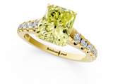 Yellow gold Fancy Yellow Radiant  Cut Diamond Solitaire with Pave Band and Four-Prong Setting_116