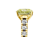 Yellow gold Fancy Yellow Radiant  Cut Diamond Solitaire with Pave Band and Four-Prong Setting_120