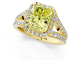 Yellow gold Fancy Yellow Radiant Cut Diamond Split Shank Halo Ring with Four-Prong Setting_58