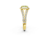 Yellow gold Fancy Yellow Radiant Cut Diamond Split Shank Halo Ring with Four-Prong Setting_59