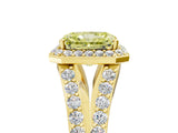 Yellow gold Fancy Yellow Radiant Cut Diamond Split Shank Halo Ring with Four-Prong Setting_62