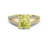 Yellow gold Fancy Yellow Radiant Cut Diamond Split Shank Pavé Engagement Ring with Four-Prong Setting_77