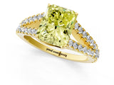 Yellow gold Fancy Yellow Radiant Cut Diamond Split Shank Pavé Engagement Ring with Four-Prong Setting_78