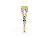 Yellow gold Fancy Yellow Radiant Cut Diamond Split Shank Pavé Engagement Ring with Four-Prong Setting_79