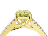 Yellow gold Fancy Yellow Radiant Cut Diamond Split Shank Pavé Engagement Ring with Four-Prong Setting_81
