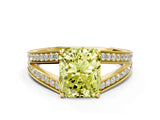 Yellow gold Fancy Yellow Radiant Cut Diamond Split Shank Ring with Pavé Band and Four-Prong Setting_58
