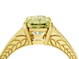 Yellow gold Fancy Yellow Radiant Cut Diamond Split Shank Ring with Pavé Band and Four-Prong Setting_62