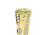 Yellow gold Fancy Yellow Radiant Cut Diamond Split Shank Ring with Pavé Band and Four-Prong Setting_63