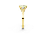Yellow gold Fancy Yellow Radiant Cut Diamond Three-Stone Engagement Ring with Prong Setting and Pavé Band_2