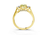 Yellow gold Fancy Yellow Radiant Cut Diamond Three-Stone Engagement Ring with Prong Setting and Pavé Band_3