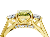 Yellow gold Fancy Yellow Radiant Cut Diamond Three-Stone Engagement Ring with Prong Setting and Pavé Band_4