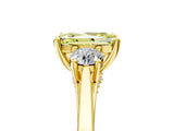 Yellow gold Fancy Yellow Radiant Cut Diamond Three-Stone Engagement Ring with Prong Setting and Pavé Band_5
