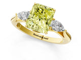 Yellow gold Fancy Yellow Radiant Cut Diamond Three-Stone Ring with Pear Side Stones and Four-Prong Setting_72