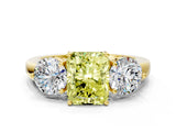Yellow gold Fancy Yellow Radiant Cut Diamond Three-Stone Ring with Prong Setting and Classic Band_97