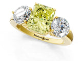 Yellow gold Fancy Yellow Radiant Cut Diamond Three-Stone Ring with Prong Setting and Classic Band_98