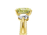 Yellow gold Fancy Yellow Radiant Cut Diamond Three-Stone Ring with Prong Setting and Pavé Band_5