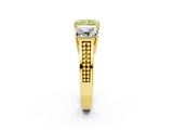 Yellow gold Fancy Yellow Radiant Cut Diamond Three-Stone Ring with Prong Setting and Textured Band_23