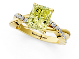 Yellow gold Fancy Yellow Radiant  Cut Diamond Twist Band Solitaire with Prong Setting_56