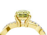 Yellow gold Fancy Yellow Radiant  Cut Diamond Twist Band Solitaire with Prong Setting_59