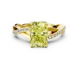 Yellow gold Fancy Yellow Radiant  Cut Diamond Twisted Band Engagement Ring with Prong Setting_3