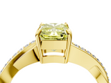 Yellow gold Fancy Yellow Radiant  Cut Diamond Twisted Band Engagement Ring with Prong Setting_7