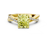 Yellow gold Fancy Yellow Radiant  Cut Diamond Twisted Band with Pavé Setting and Four-Prong Setting_20