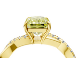 Yellow gold Fancy Yellow Radiant  Cut Diamond Twisted Band with Pavé Setting and Four-Prong Setting_24