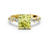 Yellow gold Fancy Yellow Radiant  Cut Diamond Vine Band with Four-Prong Setting_57